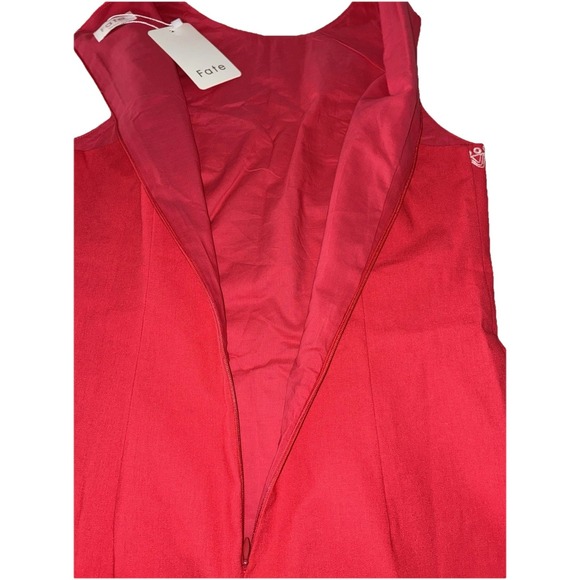 Fate Shift Dress S Red Embroidered Floral Linen Blend Lined NEW - Picture 3 of 9